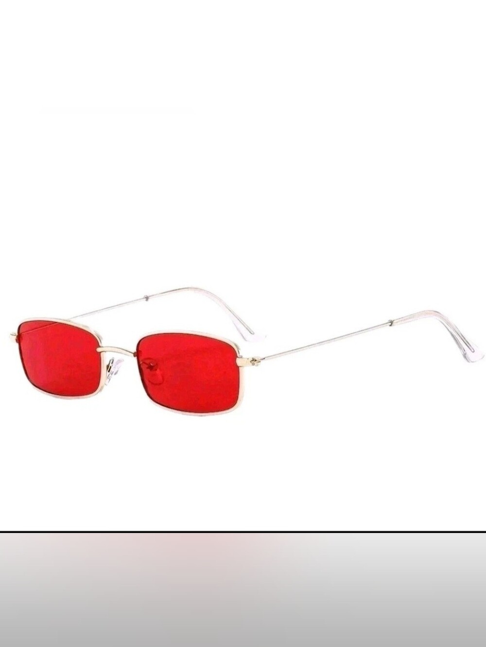 UNISEX Slim Gold Frame Sunglasses with Red Lenses